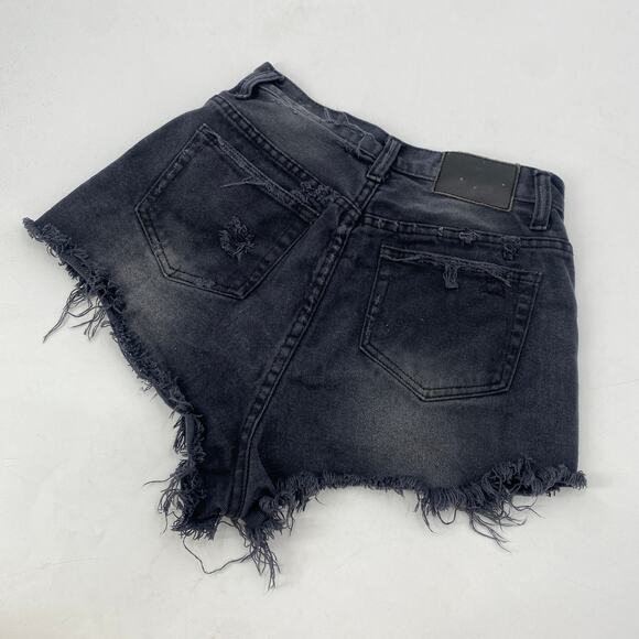 UNIF Washed Black Cutoff Shorts - Picture 3 of 7